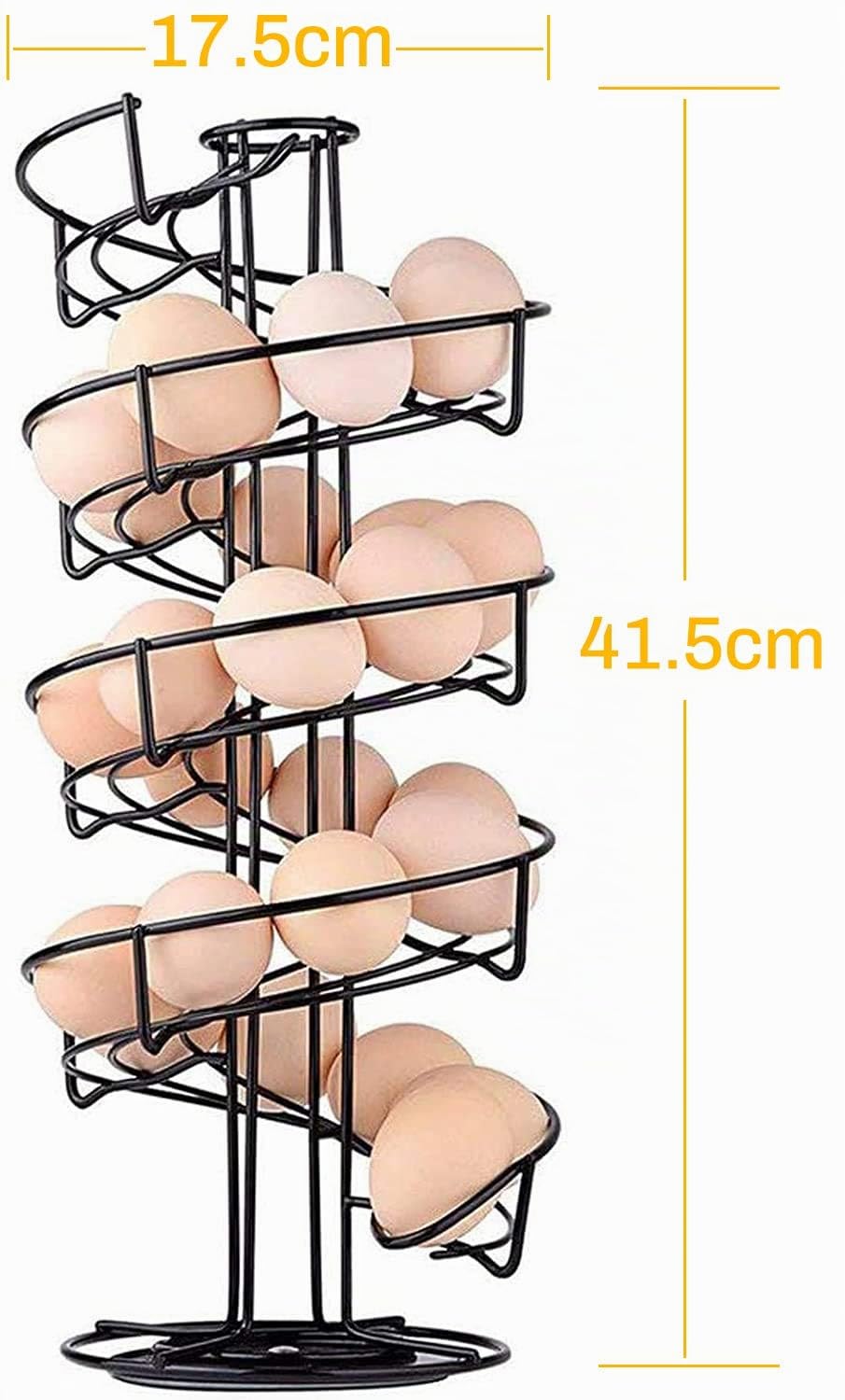 Toplife Distributeur Oeuf, Distributeur Oeuf Spirale Rangement Contient Environ 30-36 Oeufs, Support à Oeufs Peut Ranger et Marquer dans l'ordre - Noir