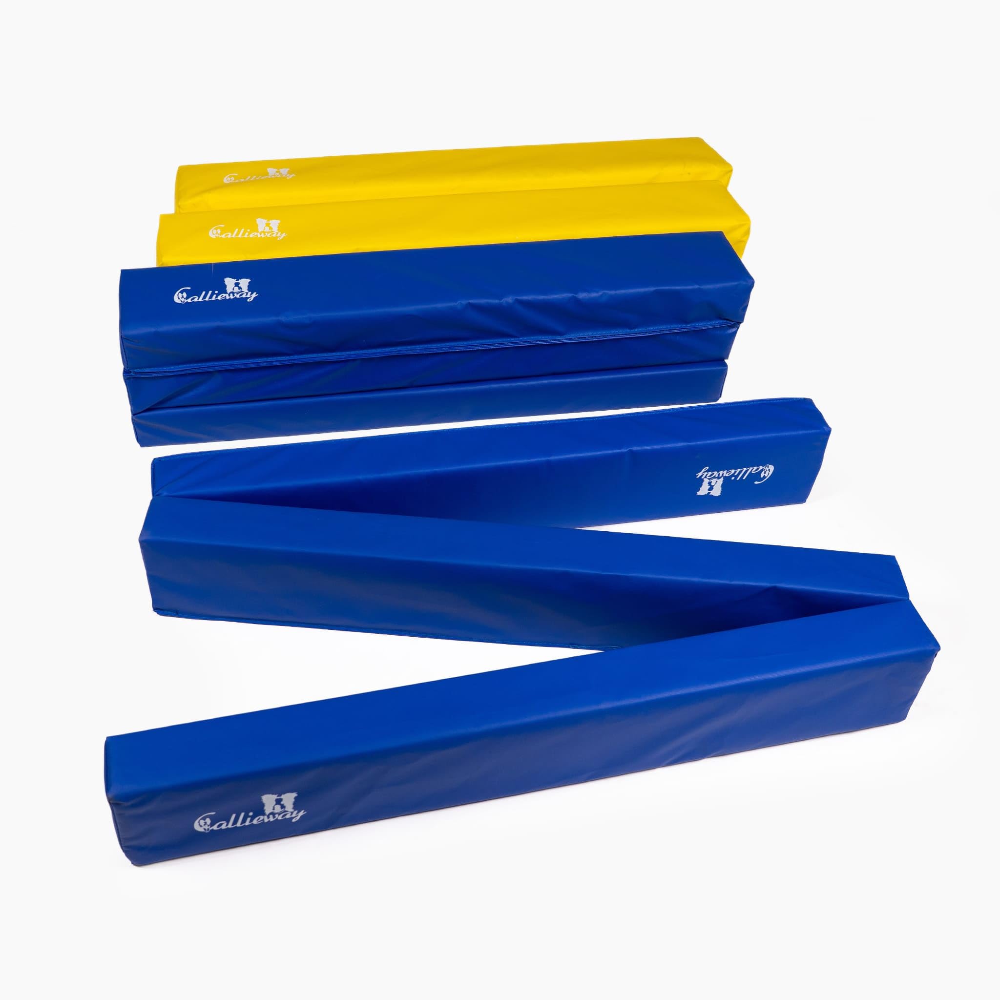 Callieway® Runway Bodenarbeitsbahnen, 4er Pack Soft-Dualbahnen für Hundetraining & Pferdetraining, 2X Gelb & 2X Blau