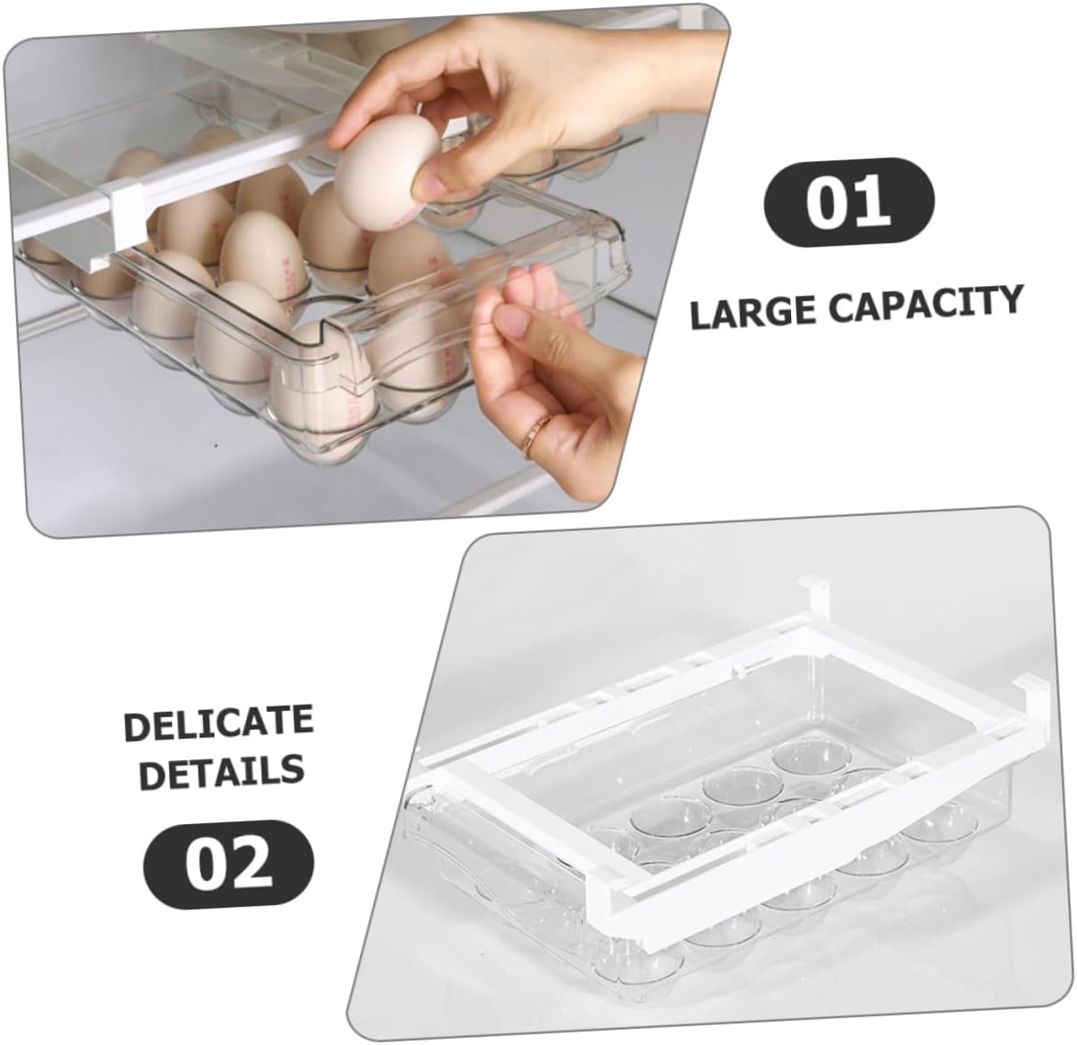 Organizer for Refrigerator Stackable Drawer Holder Removable Tray Space-saving Container Fridge
