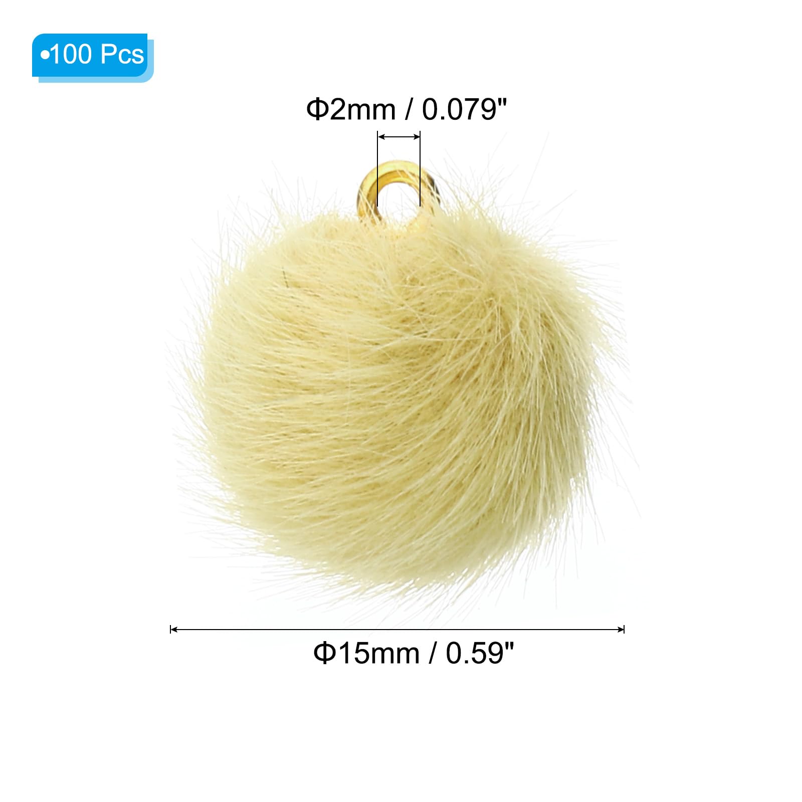 PATIKIL 100pcs Pom Poms Charm, Pompoms Charm Craft Pom Poms Pendants Balls Small Fluffy Tassel Bulk for Crafts Making Yellow - Image 2