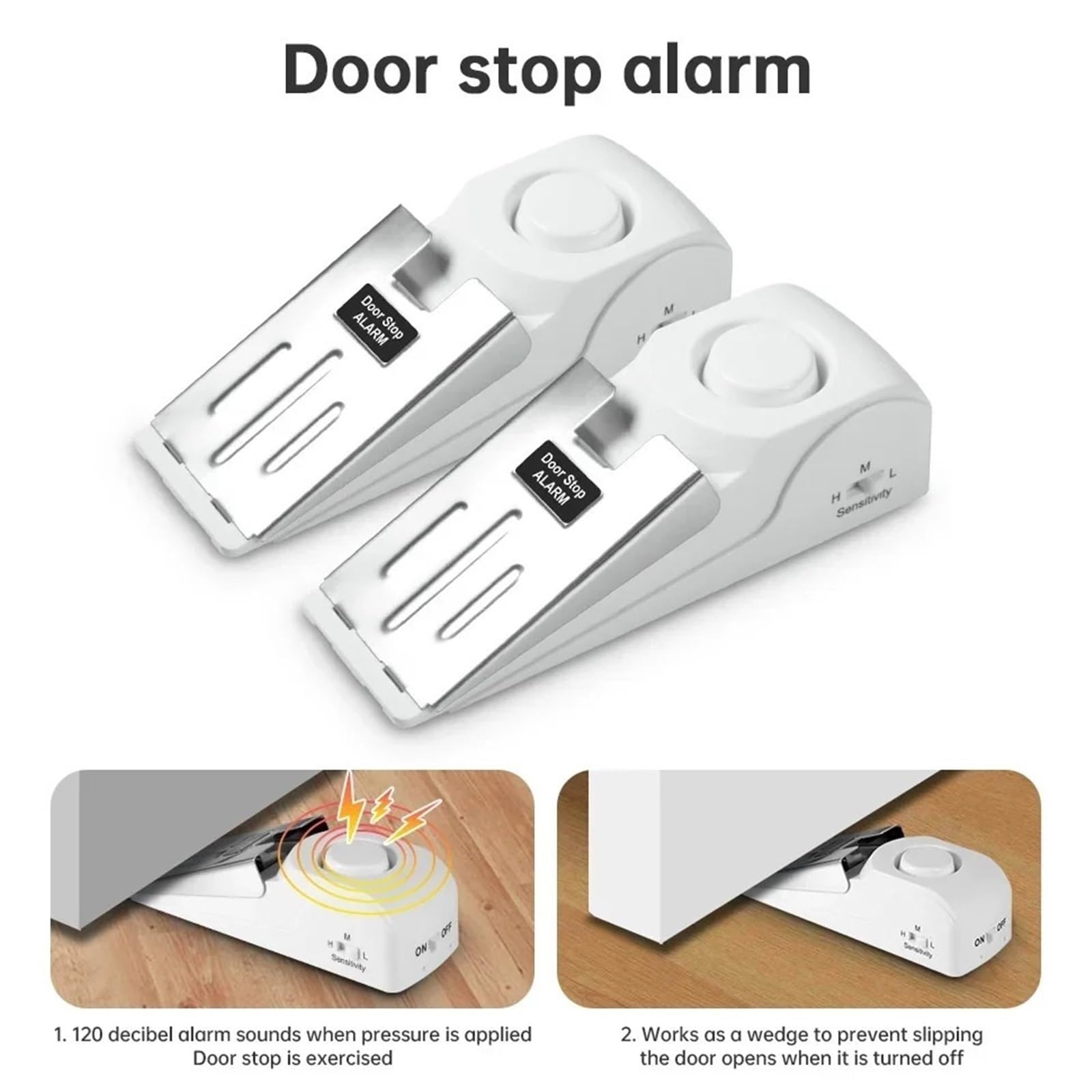 Tope Para Puerta Con Alarma Alarma de tope puerta cuña inalámbrica 120 dB