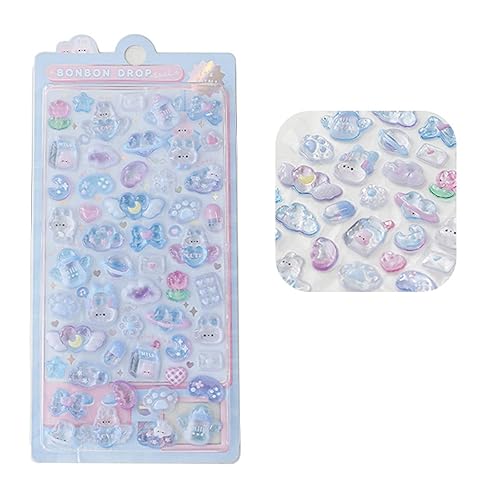HUANGENG Cartoon 3D Stickers Animal Stickers for Scrapbooks Planner Journals Laptops Phone Case Water Bottle Pen Case Decoration - Blue