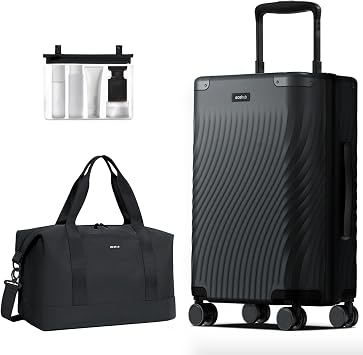 ECOHUB Hardside Expandable Carry On Luggage, 20" Rolling Luggage 22x14x9 Airline Approved with Spinner Wheels & TSA Lock, Lightweight Small Hardshell Travel Suitcase Valises, 20inch Carry-on Black