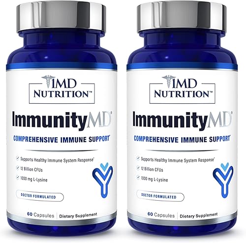 1MD Nutrition ImmunityMD - Probiótico para la salud inmunológica  Potentes cepas probióticas seleccionadas por médicos con prebiótico - Promueven la
