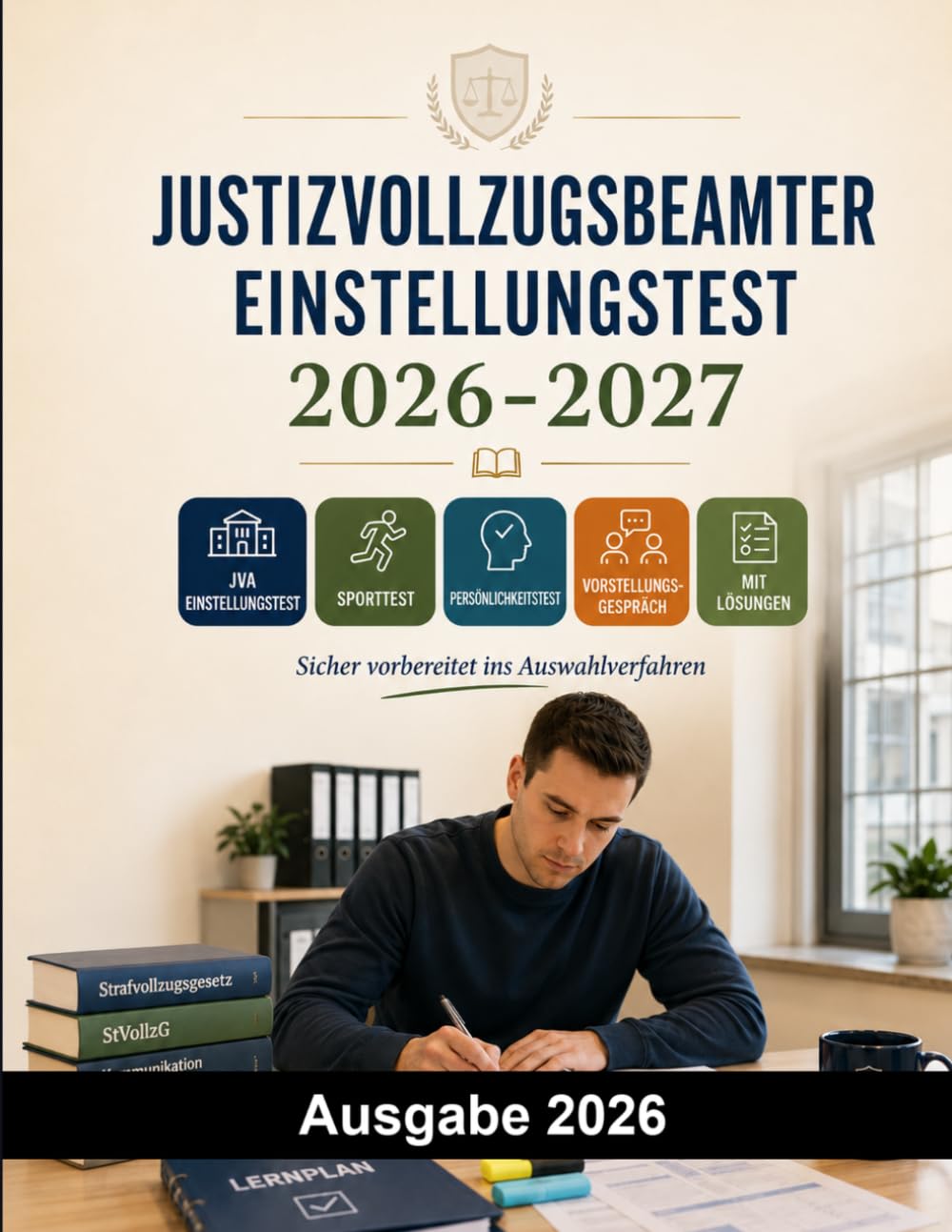 Justizvollzugsbeamter Einstellungstest: Der komplette Testtrainer für den Justizvollzug: JVA Einstellungstest, Auswahlverfahren, Sporttest, ... und Aufgaben mit Lösungen