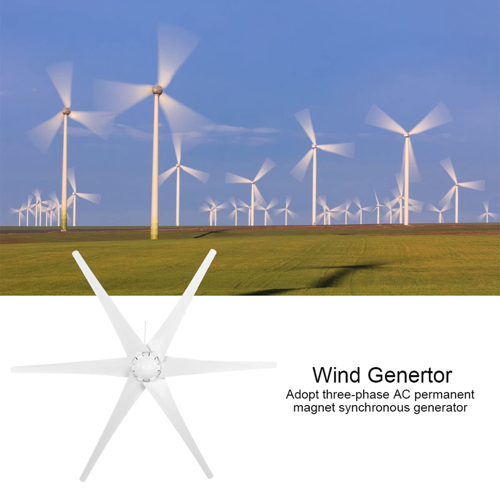 Marhynchus Windturbinen-Set, 300 W, 24 V, Kleiner Windgenerator mit 6 (12V)
