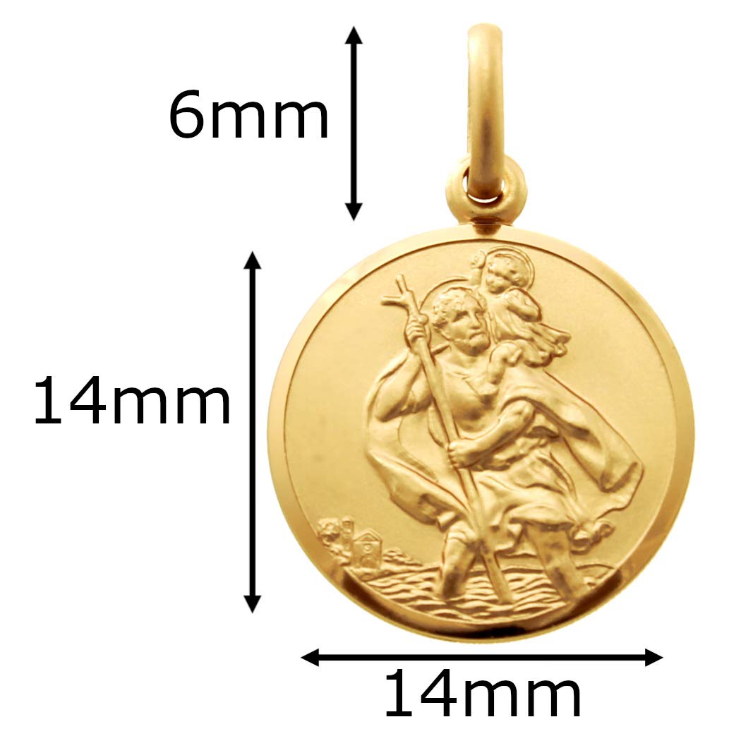 Colgante Medalla Pequeña San Cristóbal de Oro 9K