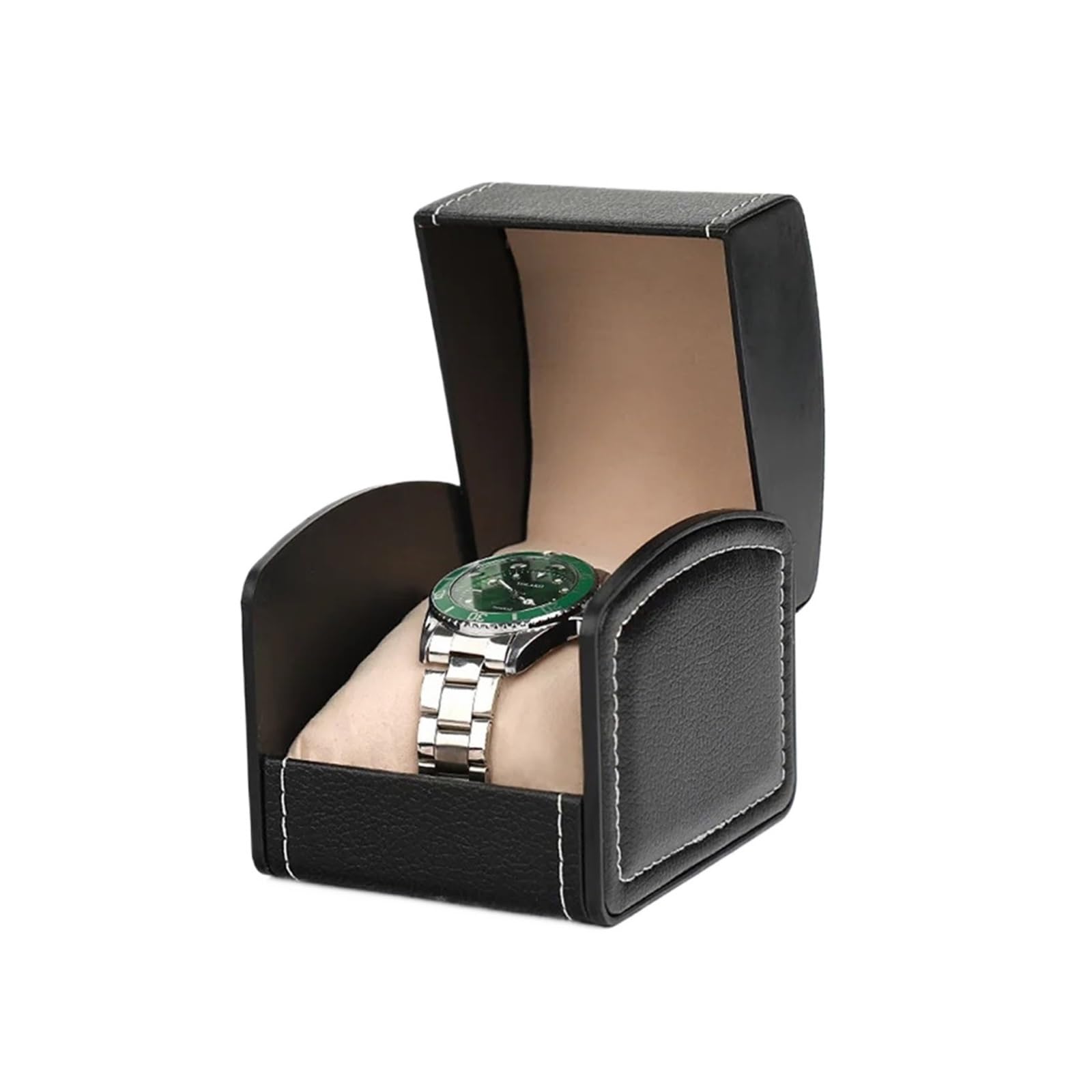 Boîte de montre en cuir noir et organisateur individuel de rangement rigide