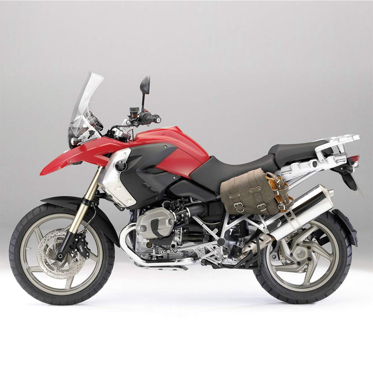 Universal Motorrad Satteltaschen PU Leder Seitliche Werkzeugtaschen für Satteltasche -Braun (Braun Links)