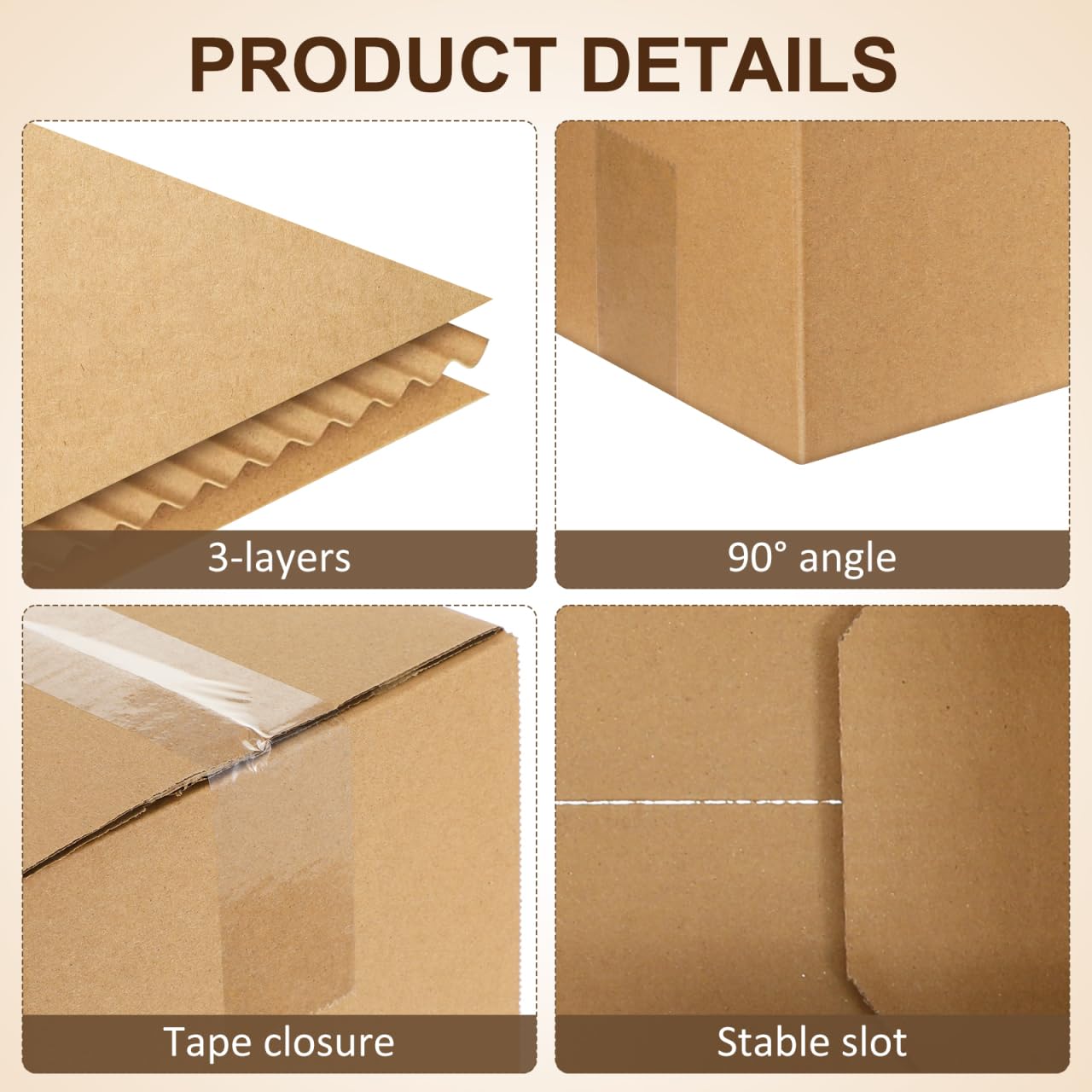 VILLCASE Moving Boxes 5 Pack 11.4 x 7.7 x 6.7 inch Cardboard Storage Boxes Foldable Packing Cartons for Household and Office Use - Image 4