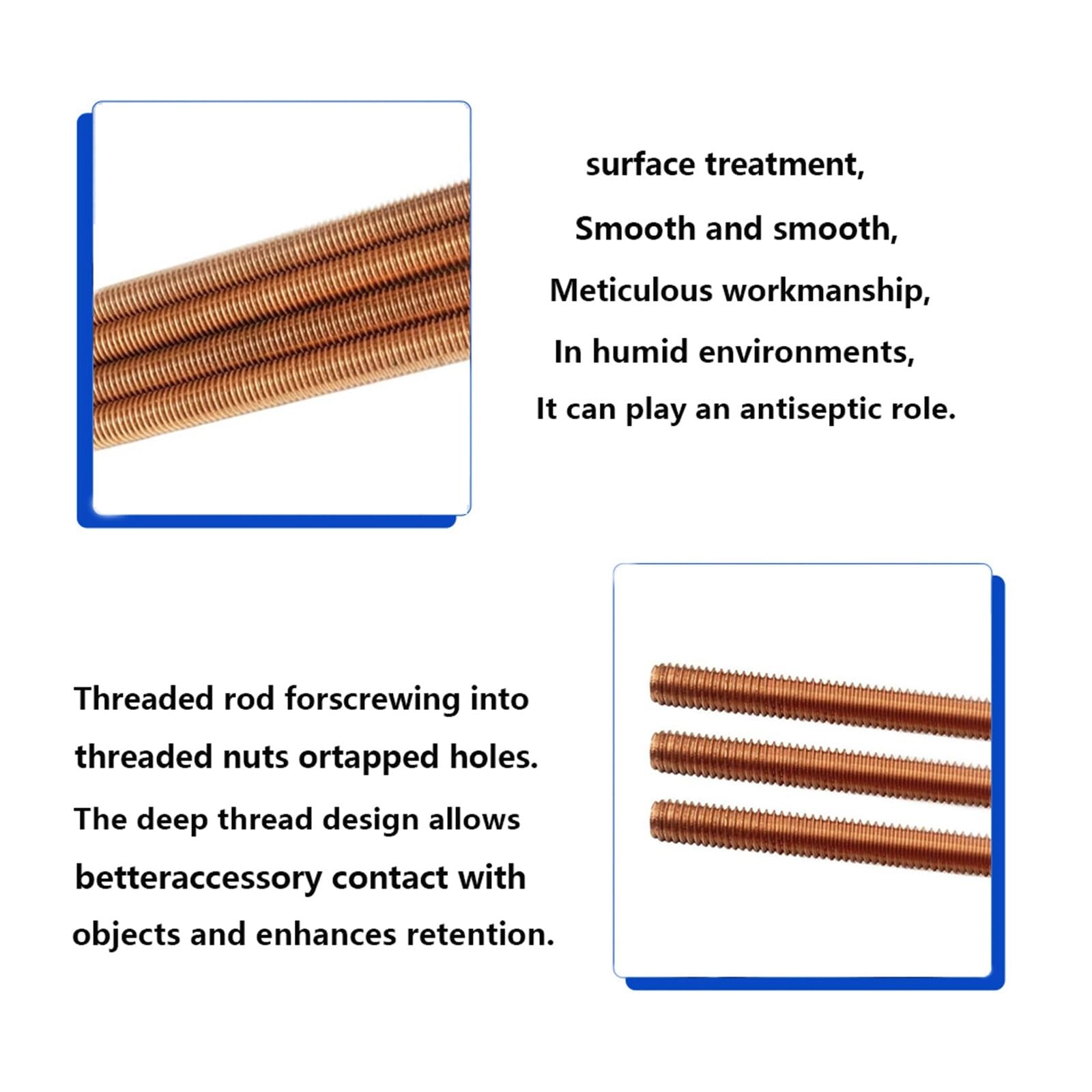 Varillas métricas roscadas de latón, 1 Uds(M10x200mm 1pcs)