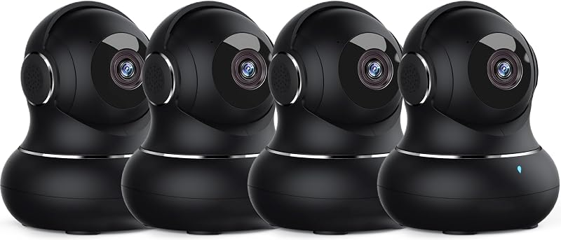 Câmera de Segurança Interna 2K com Detecção de Movimento, Pan/Tilt 360°, Visão Noturna e Áudio Bidirecional litokam — Pacote com 4