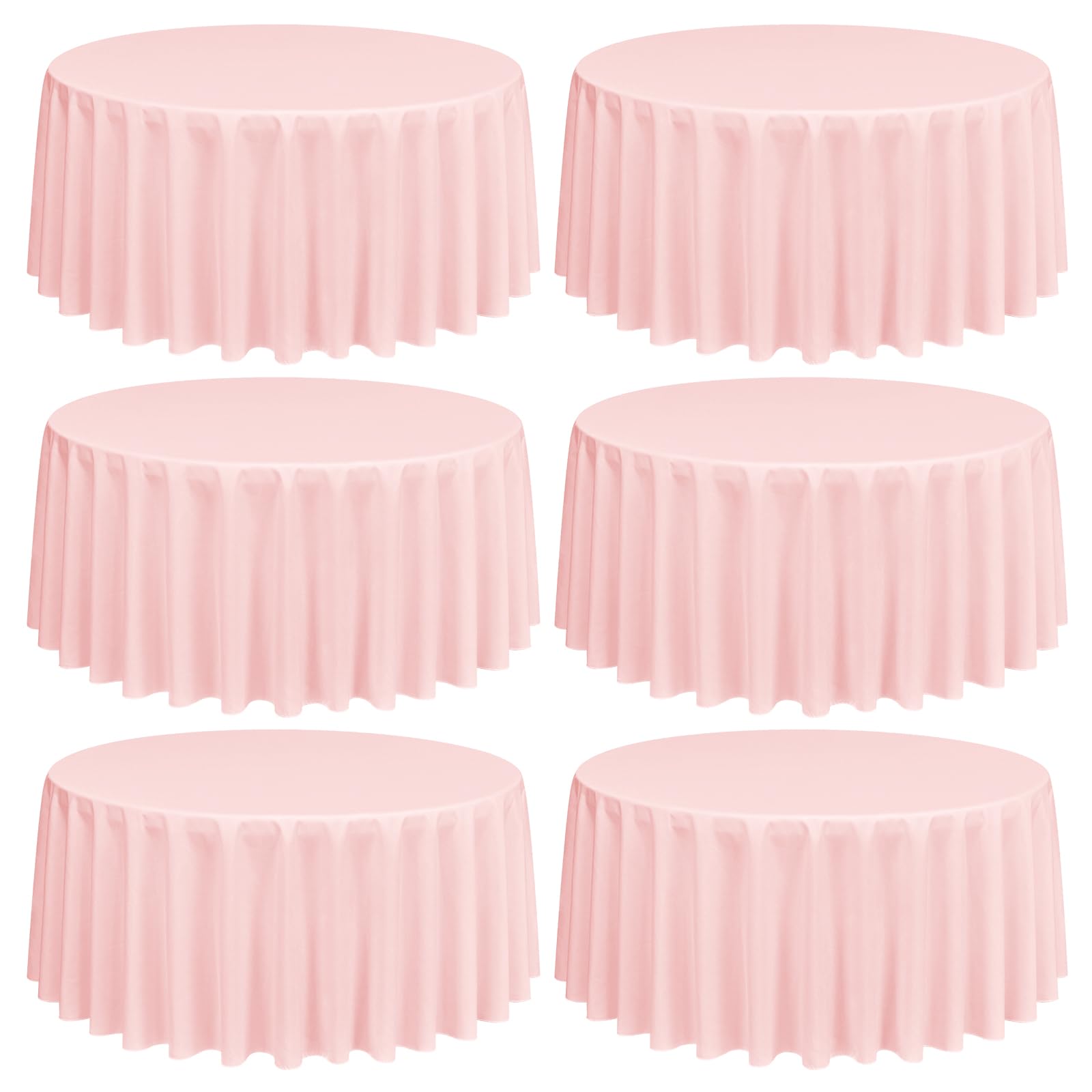 Lumaycens 6 Pack Pink Round Tablecloths,90 Inch Round Table Cloth Washable and Reusable Stain and Wrinkle Resistant Polyester Fabric for Wedding Party Banquet Camping Restaurant Decoration