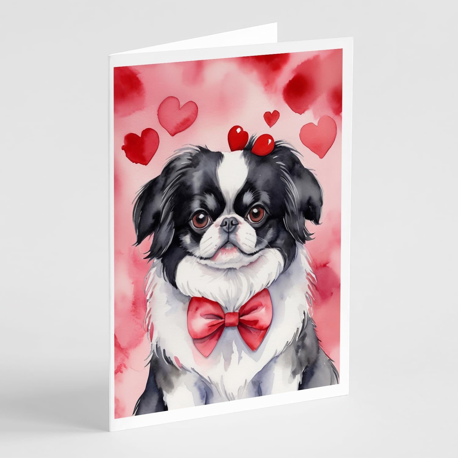 Caroline's Treasures DAC5369GCA7P Japanese Chin My Valentine Greeting Cards Pack of 8 Blank Cards with Envelopes Whimsical A7 Size 5x7 Blank Note Cards