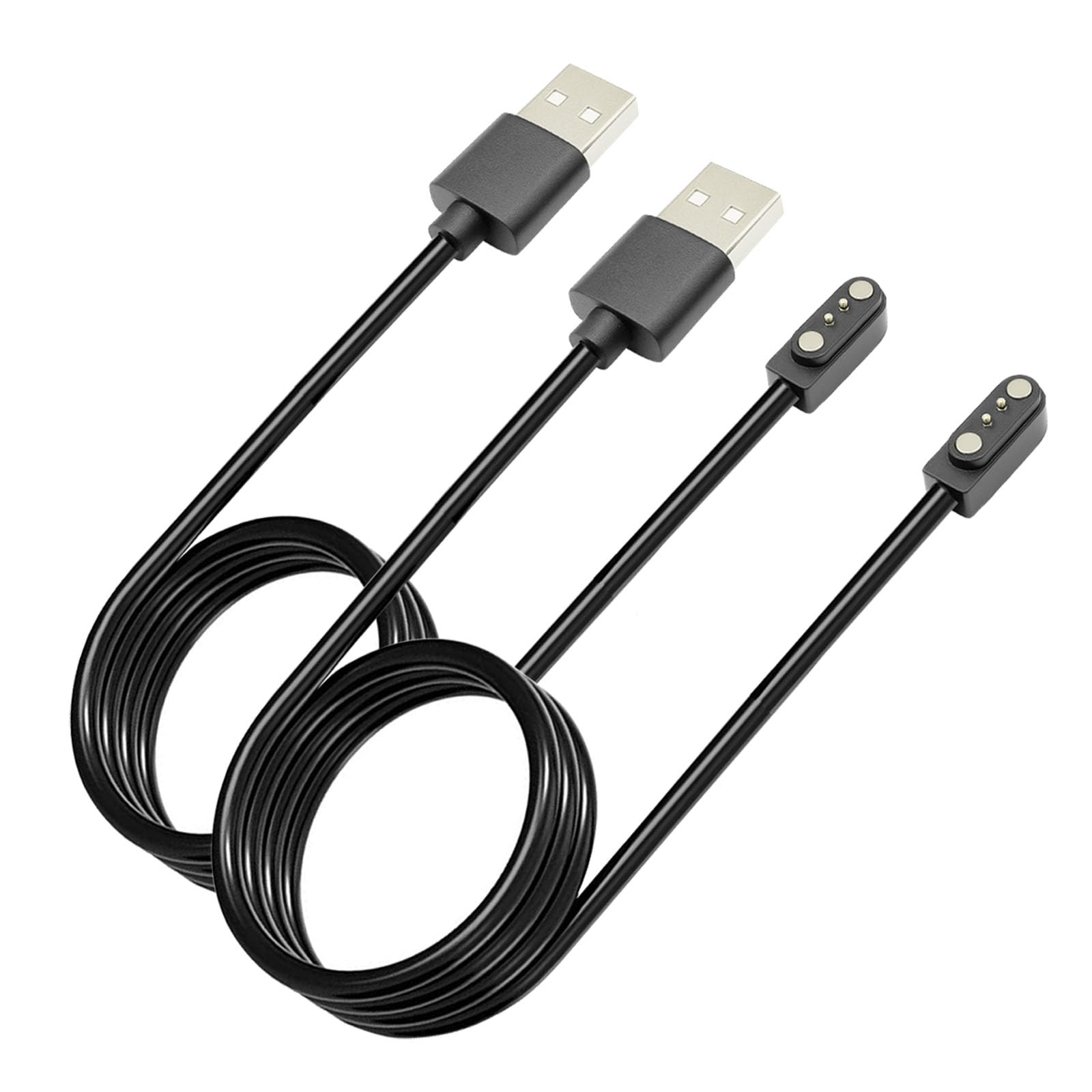 Caricabatterie compatibile con smartwatch VeryFitPro, Fitpolo, Tozo e Yamay, inclusi i modelli SW025, Letsfit ID205L, cavo USB magnetico sostituibile, cavo di ricarica rapida per smartwatch (2, nero)