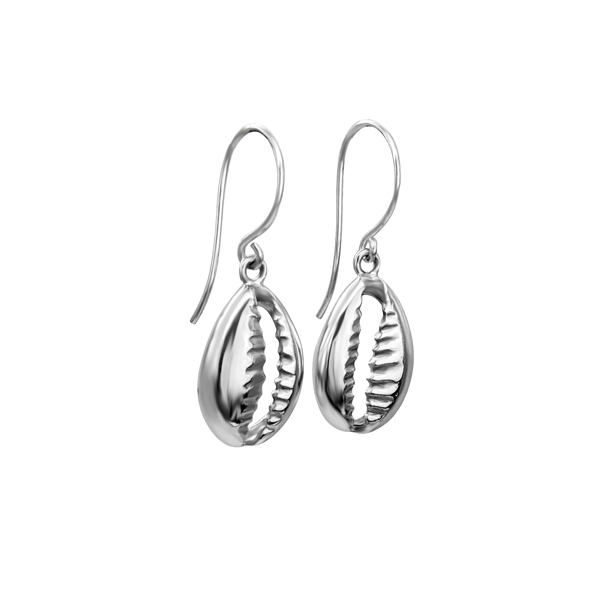 81stgeneration Pendientes Colgantes de Concha de Cauri en Plata de Ley 925 | Pendientes Colgantes con Forma de Concha para Mujer | Joyería Náutica Minimalista de Inspiración Oceánica |Regalo Playero