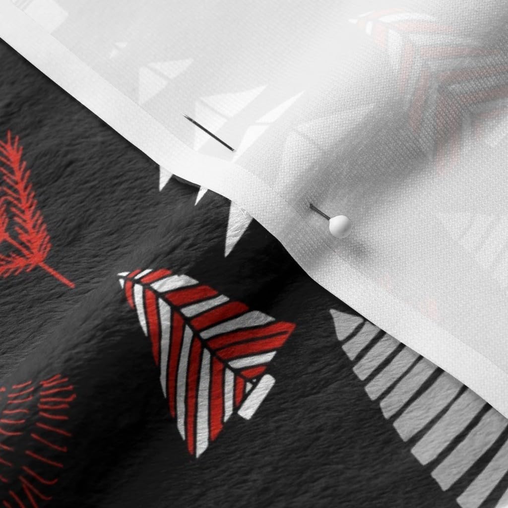 Spoonflower Fabric - Christmas Trees Holiday Pattern Black Tree Winter Forest Xmas Printed on Minky Fabric by The Yard - Sewing Baby Blankets Quilt Backing Plush