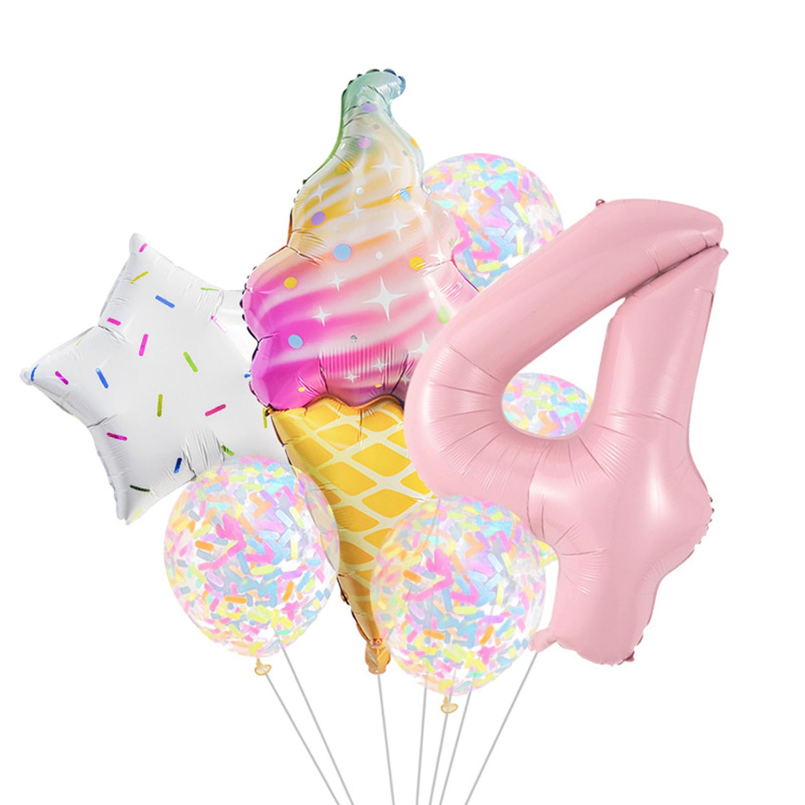 Tsophreniq Sweet Theme Foil Balloons Set with Ice Cream and Star for Fun Celebrations Ice Cream Foil Balloon