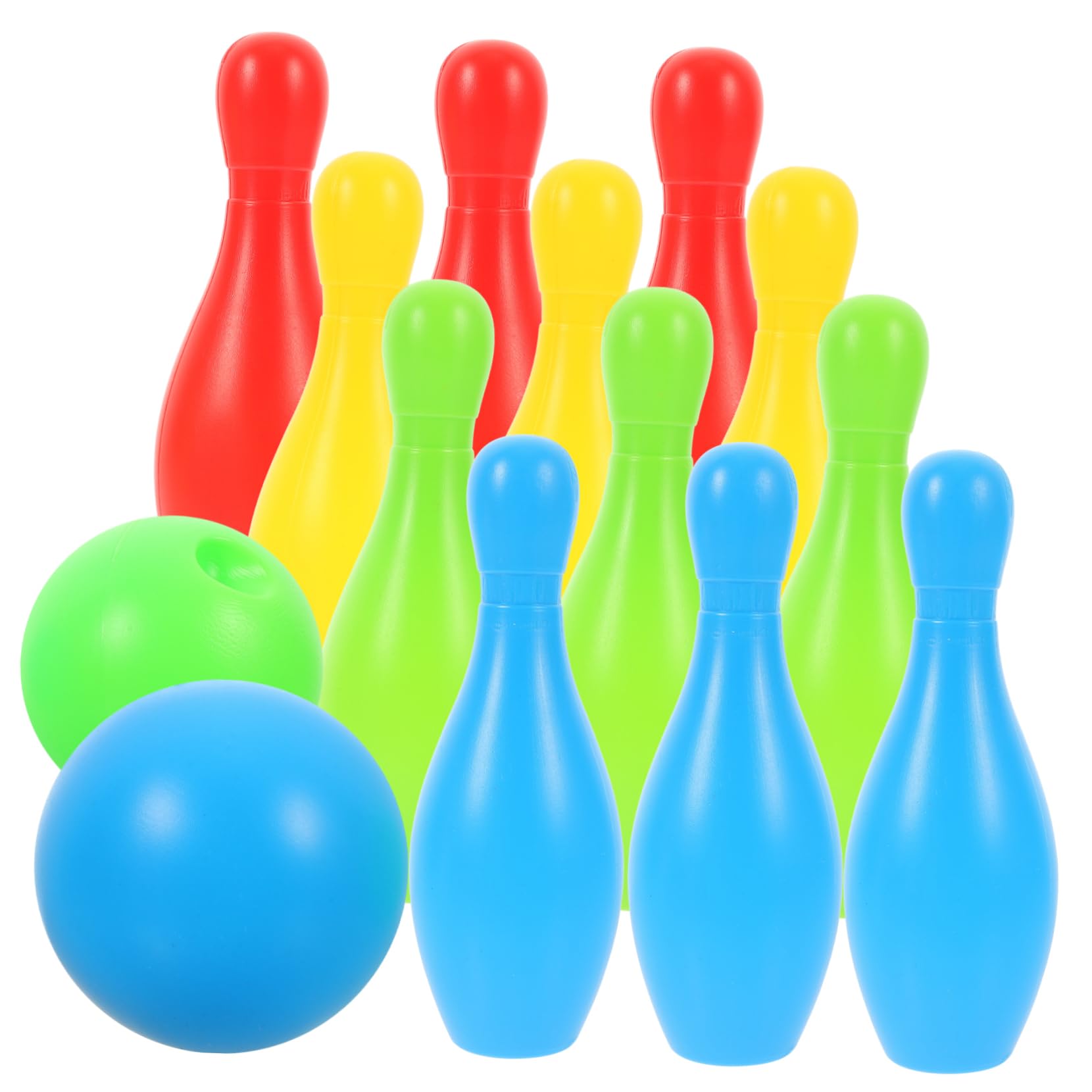 Yardwe 12pcs Set Bowling Set Interactive Parent Game Bowling for Includes Bottles and Balls for Playtime Activities Random Color