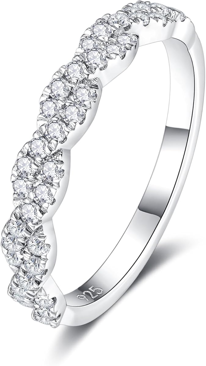 Moissanite Eternity Wedding Band for Women Sterling Silver Ring