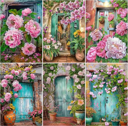 DOTSOPS 6 Pack Flowers Diamond Painting Kits for Adults Art Painting Kits