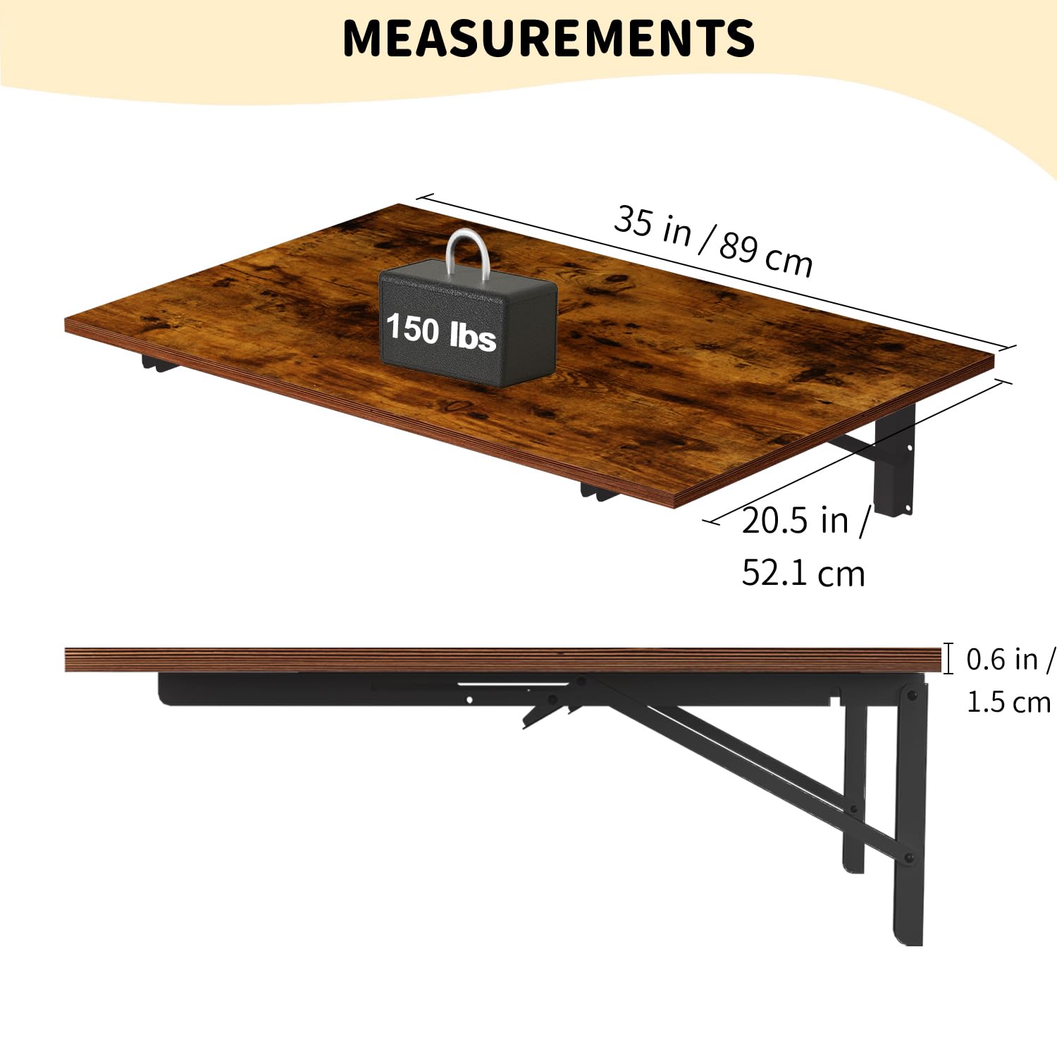 Snapklik.com : GOYLSER Wall Mounted Folding Table Floating Desk For ...