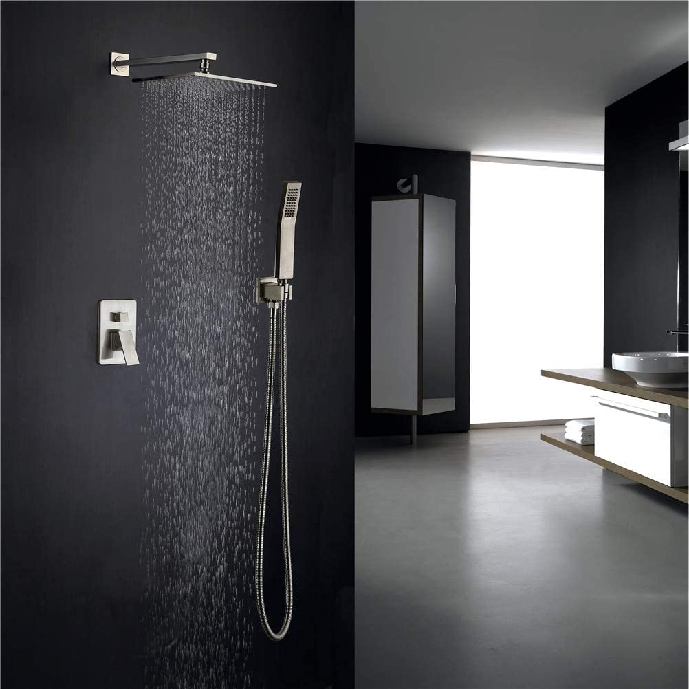 Système de douche robinet mural cascade en céramique et nickel brossé antique complet
