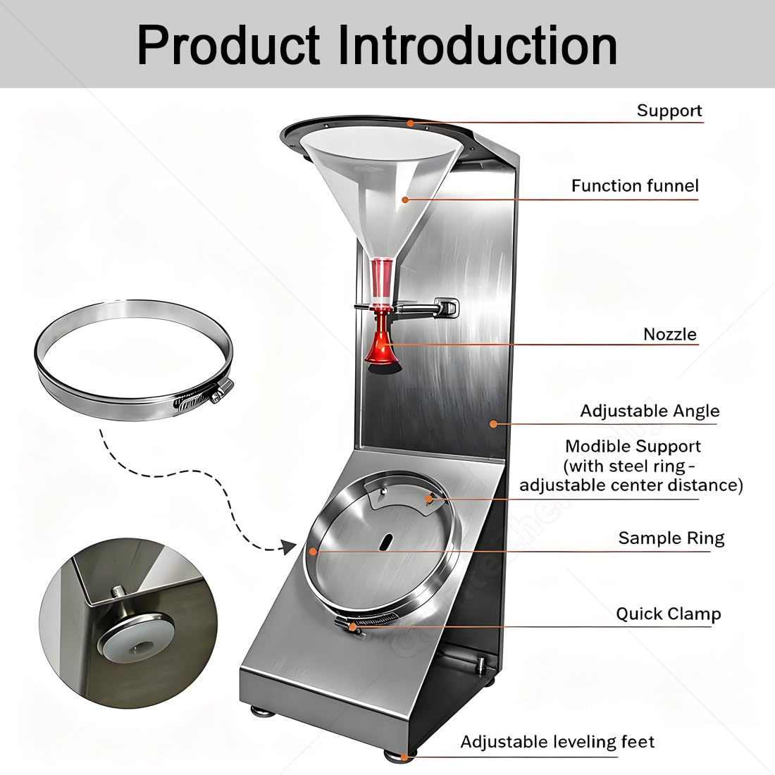 Tester umidità Superficie Tessile,Tester Valutazione Spruzzo Tessuti Tessili,con Angolo Campione 45°,Ugello Regolabile Altezza,per Test Impermeabilità Laboratori Withoutchart