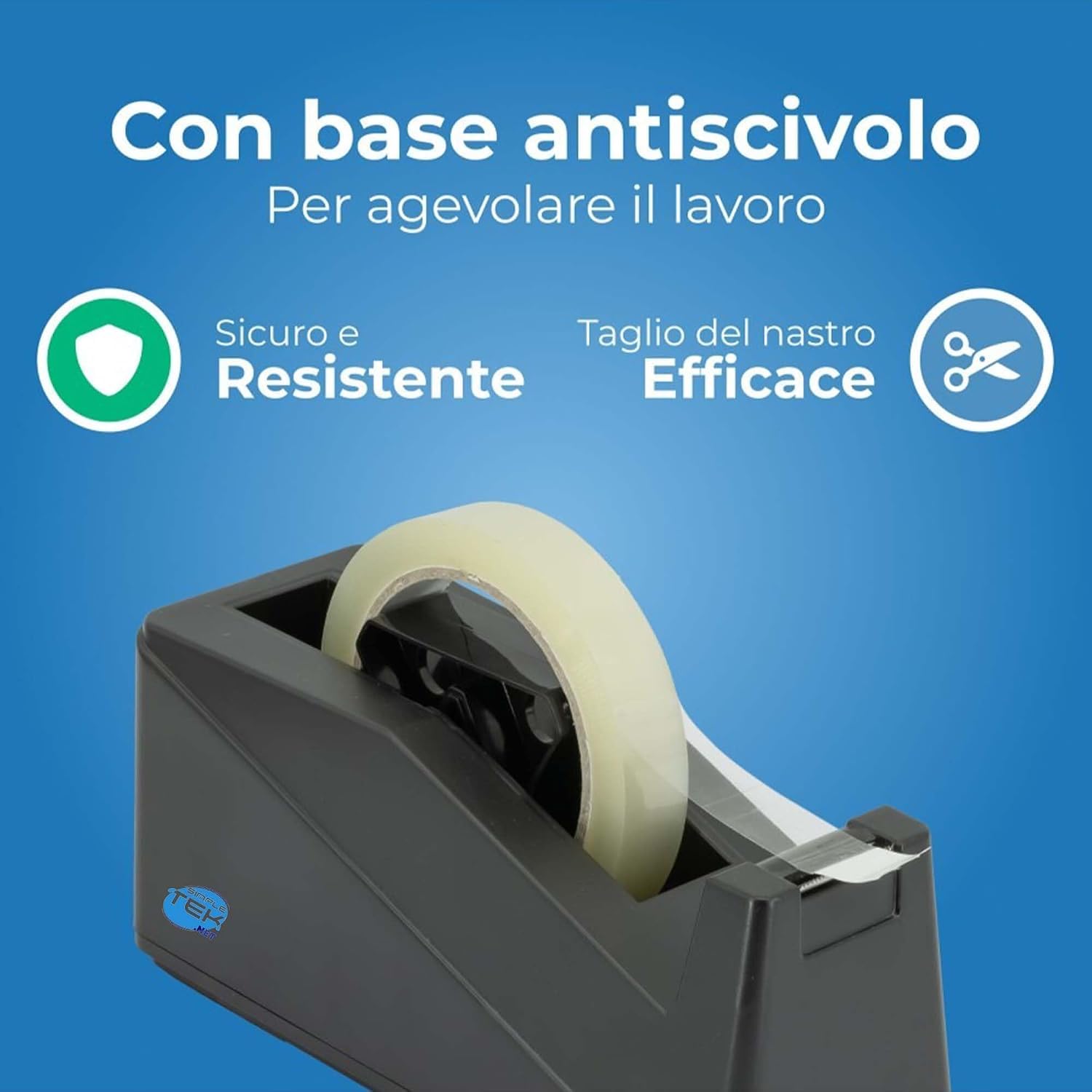 SIMPLETEK - 6x Dispenser da Tavolo Nastro Adesivo Anima Doppia 25mm 76mm