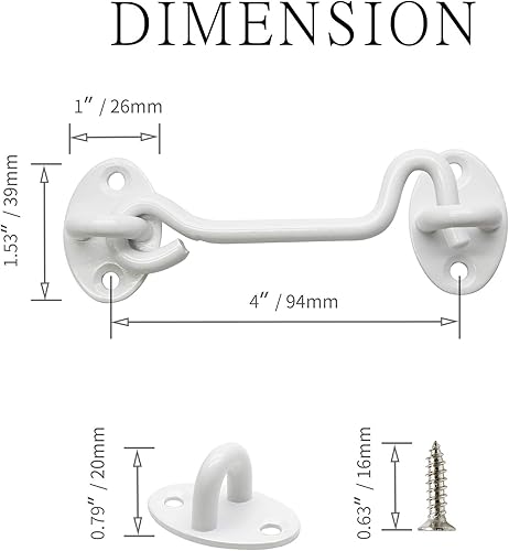 Miniatura 3 de Kyuionty - Lote de 2 ganchos de privacidad y cierre de ojo de 3.9in, cierre de puerta de granero de acero inoxidable, cierre sólido para puerta