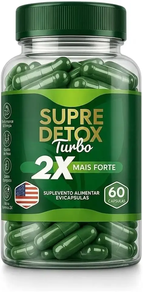 Supre Detox Turbo 60 Cápsulas – Nova Fórmula 2X – Suplemento Alimentar com Fibras e Nutrientes – Auxilia no Equilíbrio Metabólico e Bem-Estar Diário