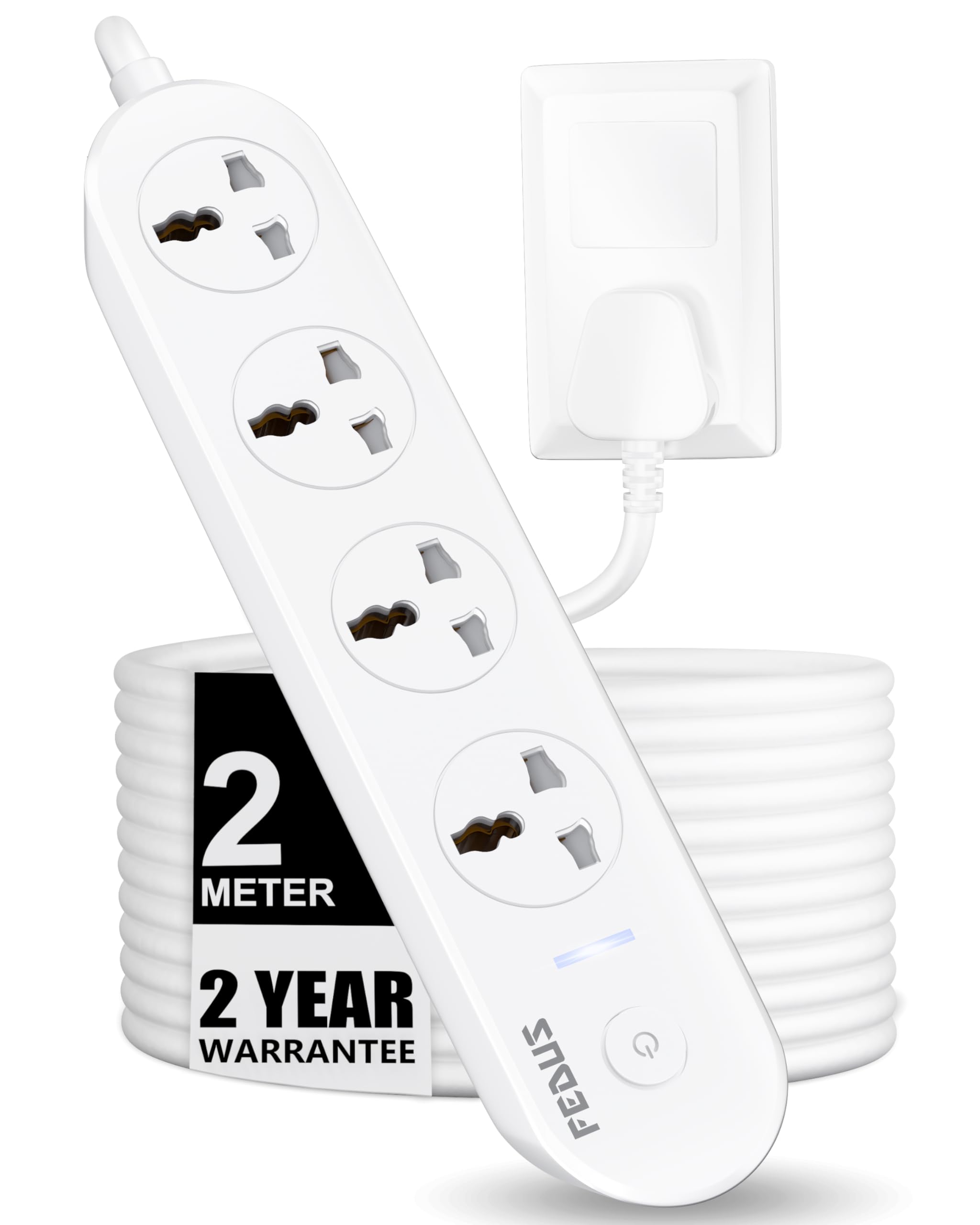 FEDUS Surge Protector, 4 Universal Sockets with Individual Switch, 2 Meter 6.5 Feet Long Cable, Extension Board Cord, Automatic Overload Protection, Fireproof Power Strip Switch Board, Spike Guard-image-34