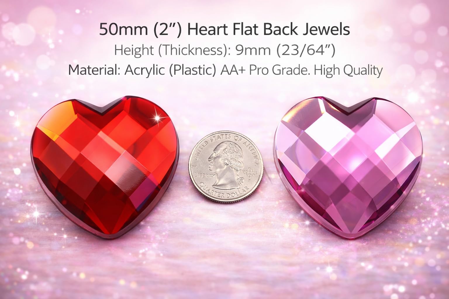 Amazon.co.jp: 50mm クリスタルAB H702 大きな自己粘着ハートジュエル