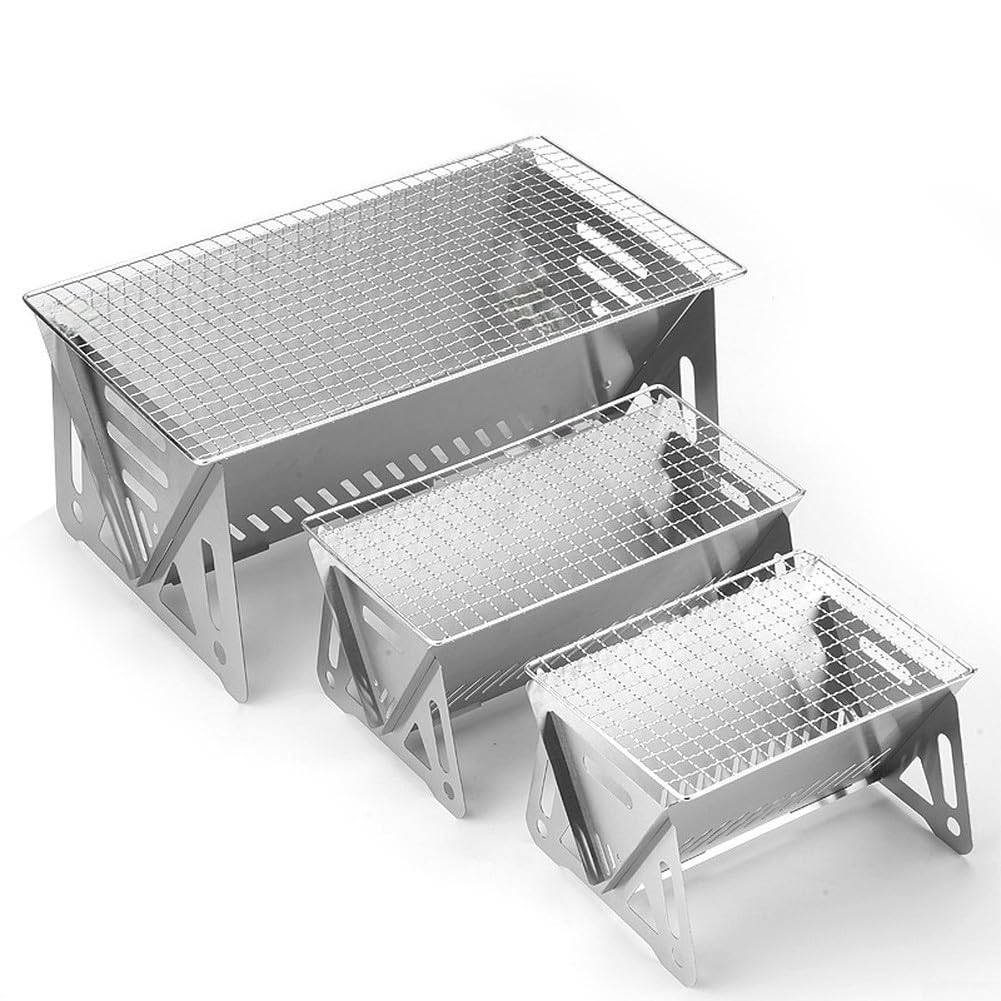 Przenośny grill kempingowy ze stali nierdzewnej składany grill na zewnątrz, kompaktowy mini grill na pikniki i tailgating lekki i idealny do podróży i użytku na podwórku