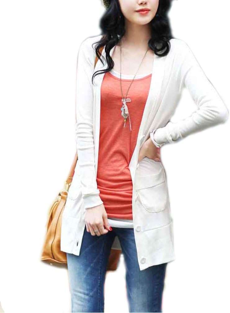 Fashion Long Sleeve Cardigan - Medium - White