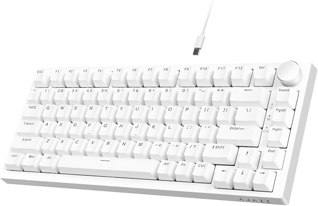 ATTACK SHARK Ajazz AK820 Clé mécanique avec CNC Contrôle du bouton,75% Clavier de montage et amovible USB Clavier de jeu filaire pour Win/Mac, Lumière Bleue,NKRO,Commutateur de Clicky Bleu(Blanc)