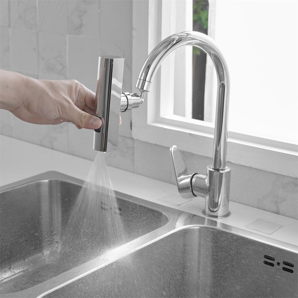 Aeratore per Rubinetto, prolunga per Rubinetto con spruzzatore a Cascata, Accessorio di Ricambio Universale Girevole a 360° per lavello da Cucina, Cromato.