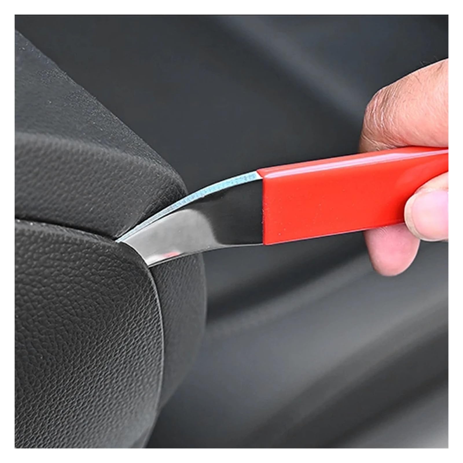 Herramienta de extracción de bordes de acero inoxidable para coche, con clip (negro)