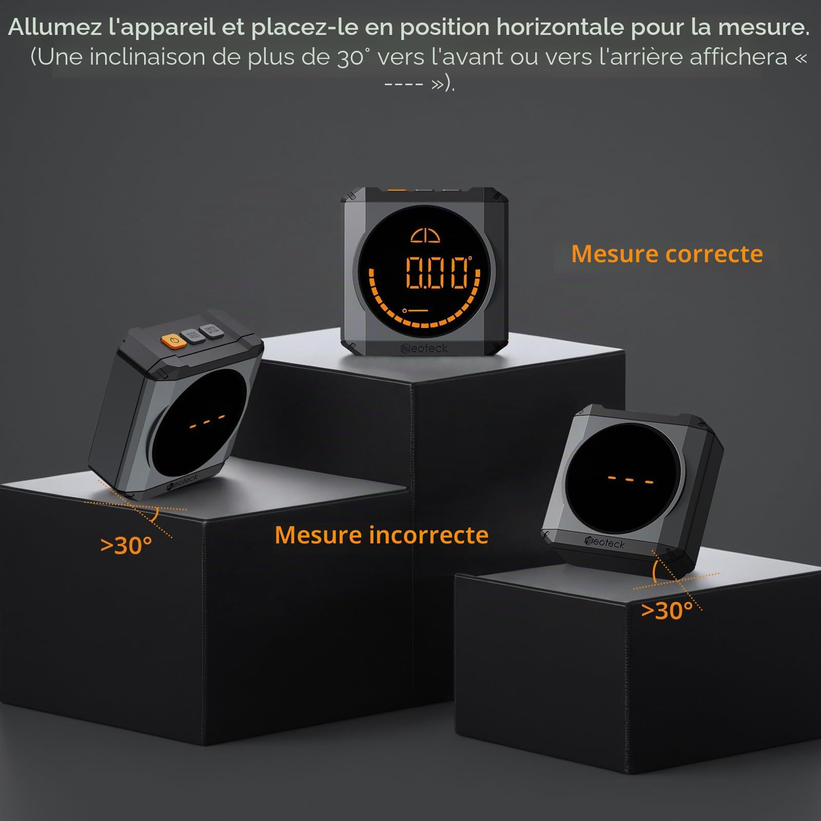 Neoteck Inclinomètre Numérique LED Rechargeable Goniomètre Haute Précision ±0,1° Rapporteur d'Angle Niveau Digital Base Magnétique Puissante Mesure d'Angle 4 Modes IP54 pour Menuiserie BTP Auto Noir