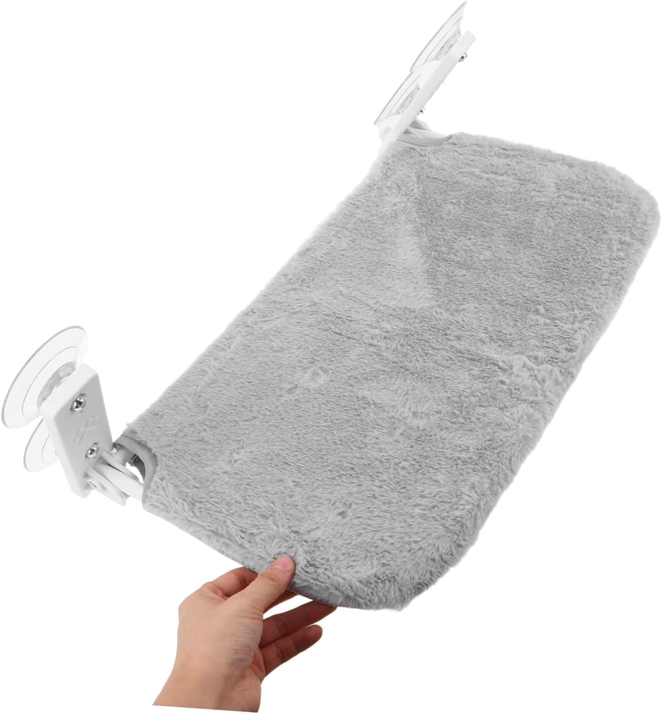 Cat Window Perch Suction Cup Hammock Bed for Indoor Sunbathing | 30x52cm Size, Imitation Rabbit Fur Fabric and Iron Pipe Frame, Removable Washable Design with Plastic Mounts