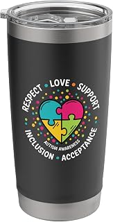 Autism Awareness - Respect Love Support Inclusion Acceptance Stainless Steel Insulated Tumbler