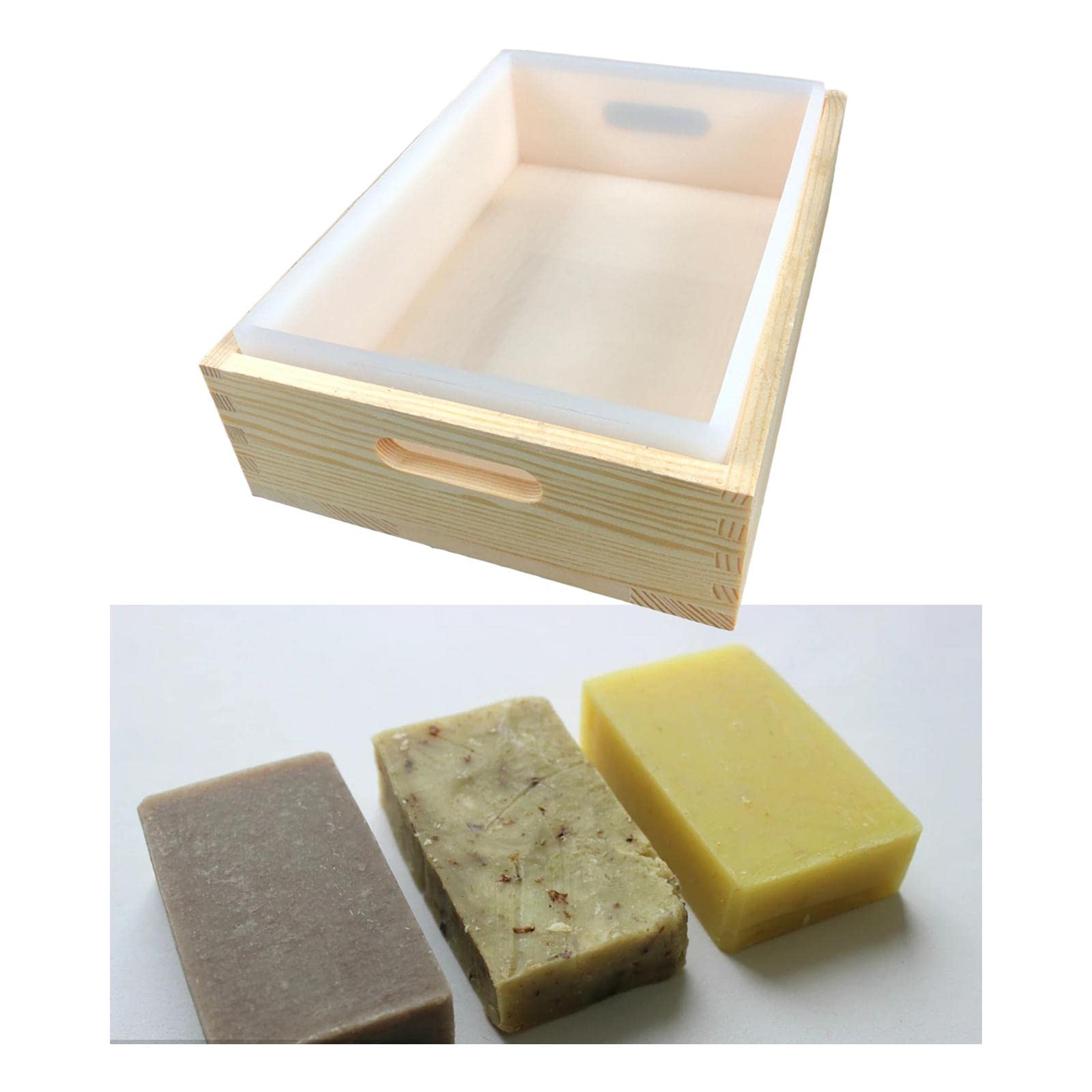 Rechteckige Silikon-Seifenform 2300 ml mit Holzbox für DIY-Kuchen