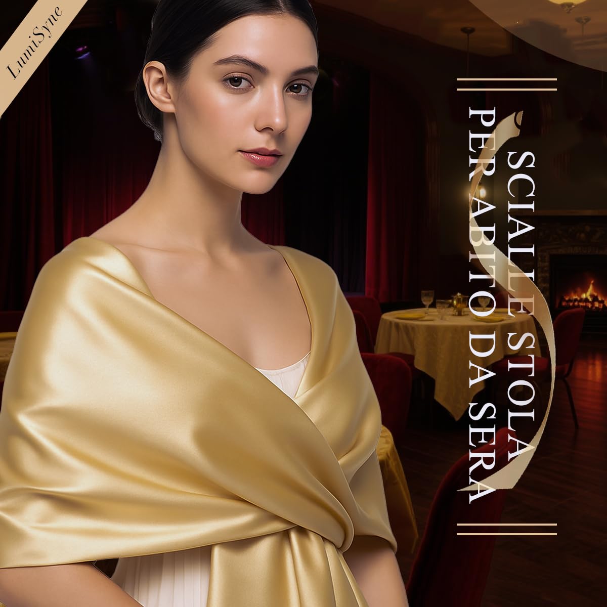 LumiSyne Donna Scialle In Raso Chiffon Silky Tinta Unita Wrap Stola Per Sposa Damigella Cerimonia Matrimonio Serata