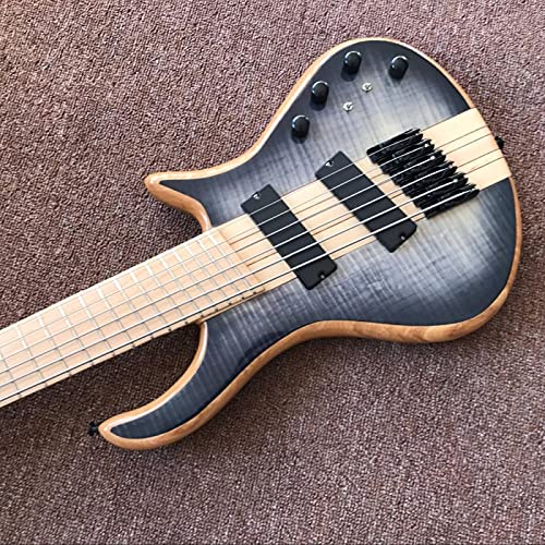 KEPOHK Guitare basse électrique à 4 cordes à la main, touche en érable couleur bleue Tiger Flame Top Bass Gitaar - Les Beatles, Paul McCartney, John Lennon, RIngo Starr, George Harrison KEPOHK Guitare basse électrique à 4 cordes à la main, touche en érable couleur bleue Tiger Flame Top Bass Gitaar – Image 5