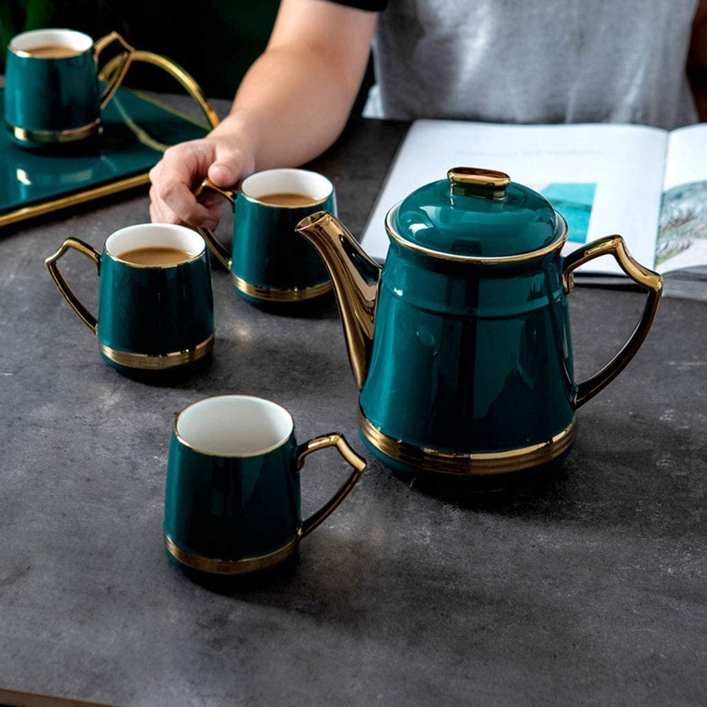 Zestaw Herbaty Zestaw Ceramicznych Filiżanek Oświetlenie W Stylu Nordyckim Luksusowy Zimny Czajnik Dom Prosty Phnom Penh Kubek Do Herbaty Dzbanek Naczynia Picia Z Tacą Dla Codziennego Użytku(8pcs)