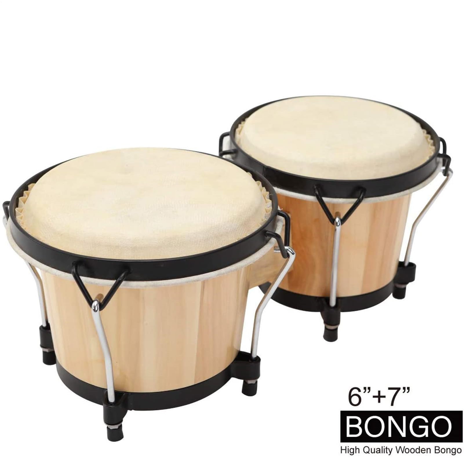 Tambores de Bongó de Madera Instrumento musical de percusión en madera | Set Tambores Mano Para Adultos Pequeño ligero portátil rítmico educativo juego bongó percusión familiar para todas las
