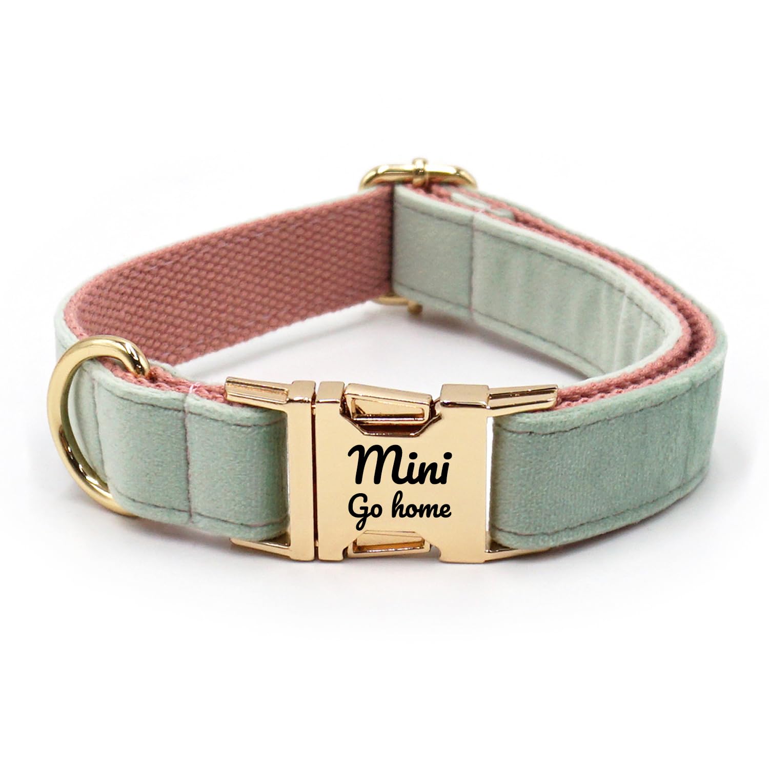 Personalized Soft Dog Collar, Laser Engraved Metal Buckle Dog Tag, Adjustable Through D-Ring, and Colors(Mint Pink, M) — image 1