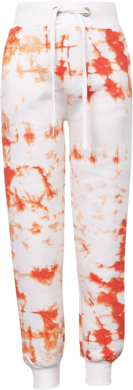 Kids Cropped Orange Tie Dye Tracksuit Hoodie Jogging Sweatpants Girls 5-13 Years