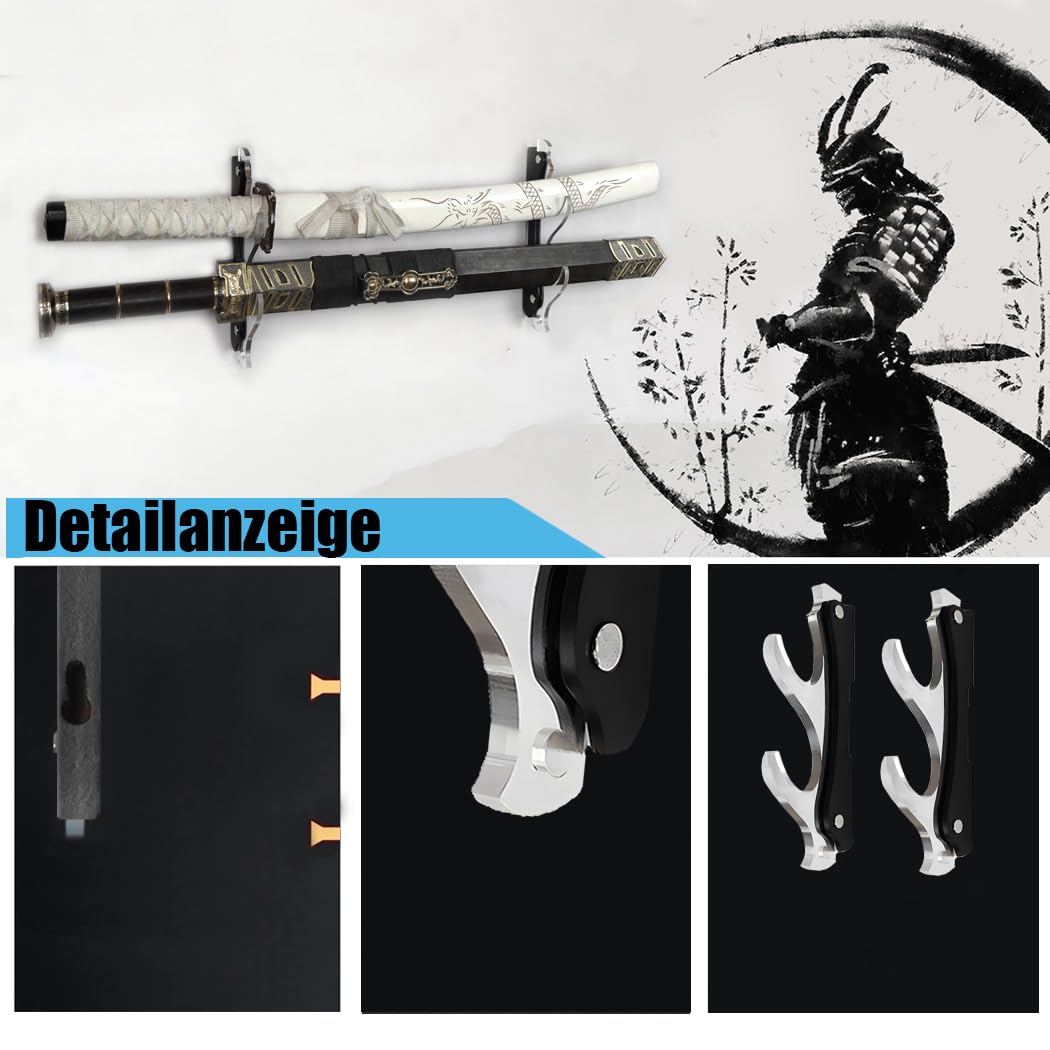 SEEMINESALE Support Mural Acrylique 2 Niveaux Pour Katana, Sabre, Tanto, Sabre Laser – Présentoir Épée Cosplay & Collection, Design Élégant Noir