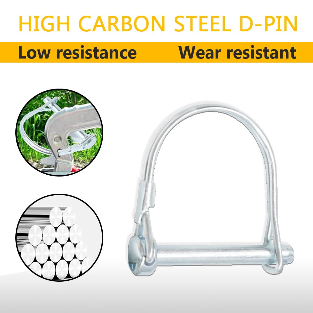 GOSHUNG 5PCS Wire Lock Pin Zinc Plated Carbon Steel Shaft Locking Pin Trailers Lock Hitch Lock Pin Round Loop Wire Pin for Lawn Garden Farm Trailers(K/DX/6x45mm) - Image 3